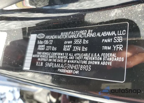 2022 Hyundai Elantra Sel from USA, damaged, VIN 5NPLM4AG3NH078903